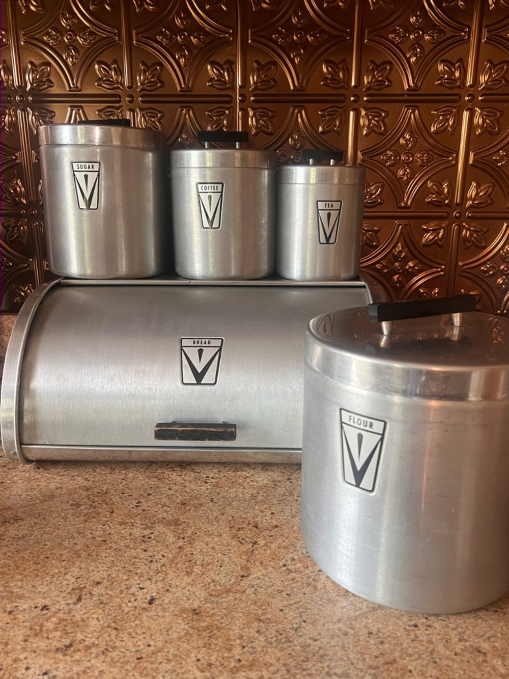 Vintage V Logo Aluminum Canister Set - Silver